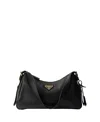 Prada Aimee Medium Leather Shoulder Bag In Black
