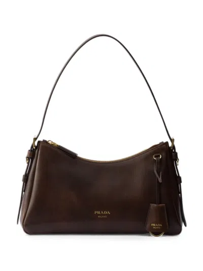 Prada Aimée Medium Leather Shoulder Bag In Brown