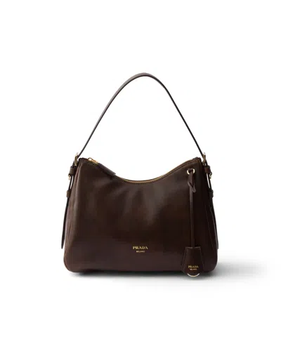 Prada Aimée Medium Leather Shoulder Bag In Brown