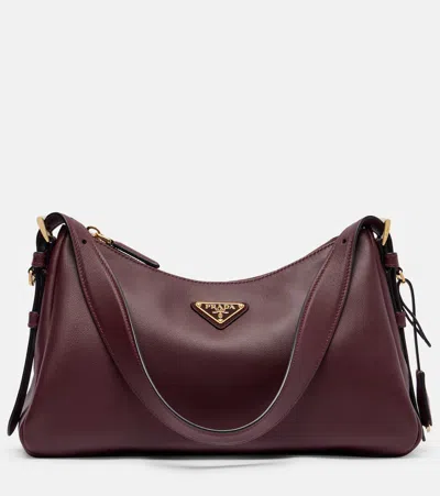 Prada Aimée Medium Leather Shoulder Bag In Burgundy