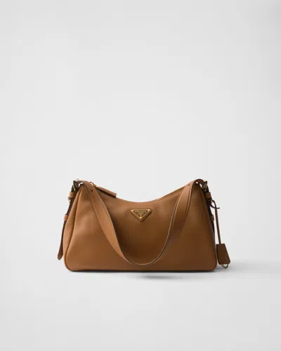 Prada Aimée Medium Leather Shoulder Bag In Caramel