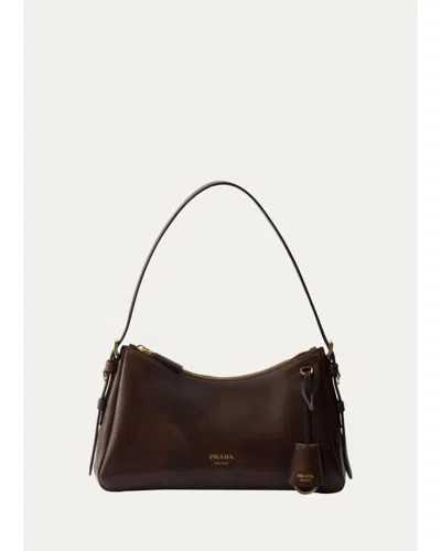Prada Aimee Medium Leather Shoulder Bag In Brown