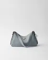 Prada Medium Aimee Zip Leather Shoulder Bag In Opaline