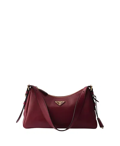 Prada Aimee Medium Leather Shoulder Bag In Red