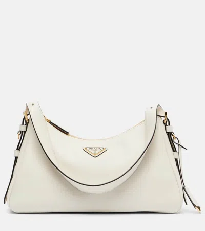 Prada Aimée Medium Leather Shoulder Bag In White