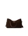 Prada Aimee Medium Suede Shoulder Bag In Brown