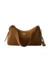 Prada Medium Aimée Suede Shoulder Bag In Cinnamon
