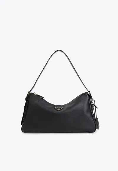 Prada Aimee Shoulder Bag In Leather In Black