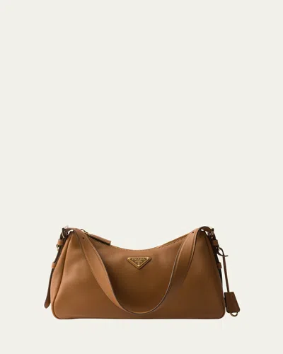 PRADA MEDIUM AIMEE ZIP LEATHER SHOULDER BAG