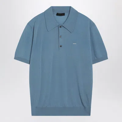 Prada Air-force Blue Combed Wool Polo Shirt