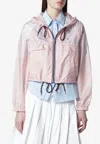 Prada Hooded Jacket Drawstring Hem Elasticated Cuffs In Pink