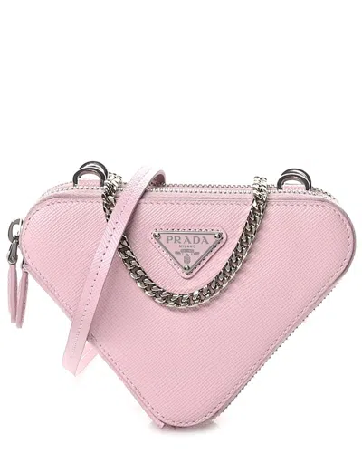Prada Alabastro Saffiano Leather Mini Triangle Crossbody Pouch (authentic Pre-  Loved)