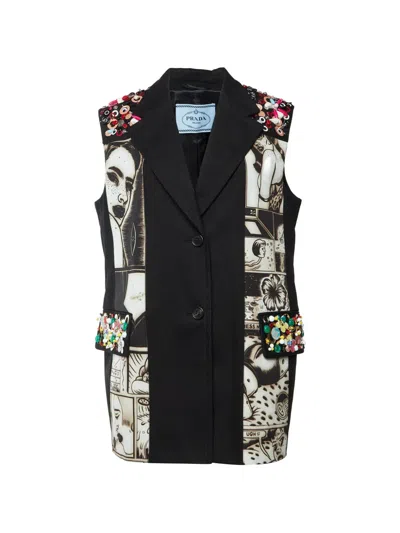 Pre-owned Prada Alice Embellished Vest In Black