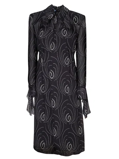 PRADA ALL-OVER GEOMETRIC PRINTED MIDI DRESS