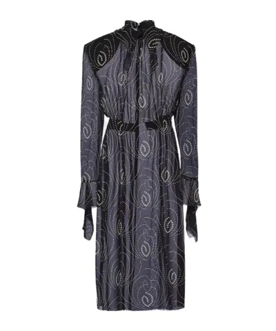 Prada All-over Geometric Printed Midi Dress In Black