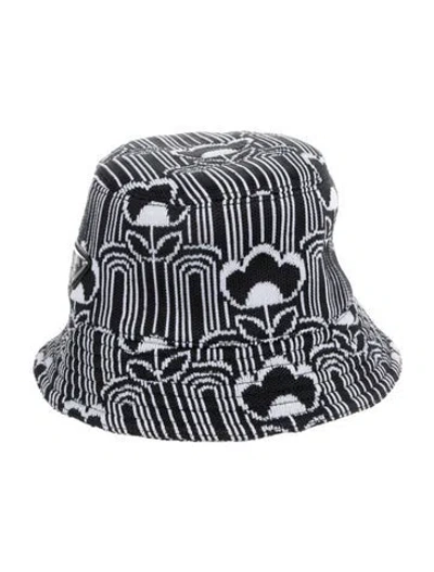 Pre-owned Prada All Over Print Bucket Hat In Black/white