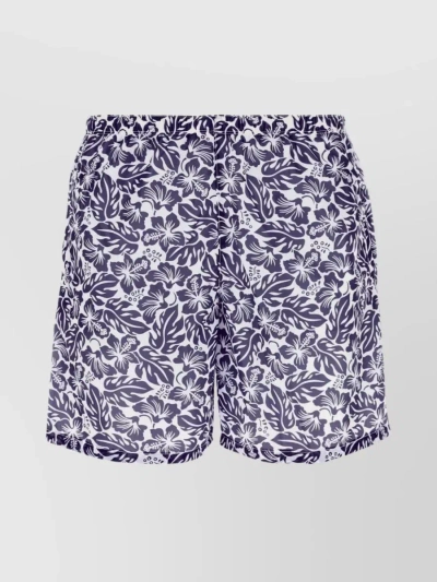 Prada All-over Print Nylon Swim Shorts In Purple