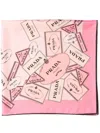 Prada Printed Twill Scarf Lightweight Rectangular Design In Pink