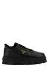 Prada Womens Black Brand-plaque Shearling-lined Leather Mid-top Trainers Eur 38.5 / 5.5 Uk