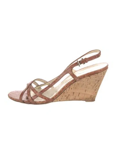 Pre-owned Prada Alligator Slingback Sandals In Brown