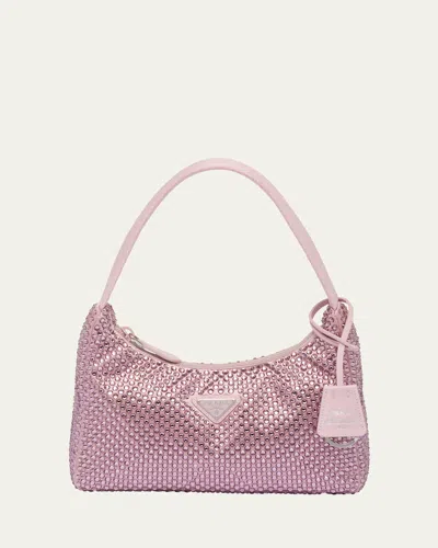 Prada Re-edition 2000 Crystal-embellished Mini Bag In Pink