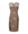 Prada Allover Embroidered Sleeveless Midi Dress In Green
