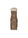 Prada Silk Embroidered Dress Overlay Sheer In Mimetico