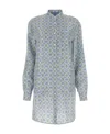 Prada Unique Print Silk Shirt Dress In Gray