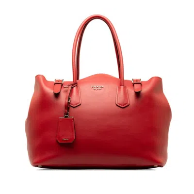 Prada Alma Leather Tote Bag () In Red
