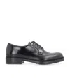 Prada Brushed-leather Derby Shoes In Black