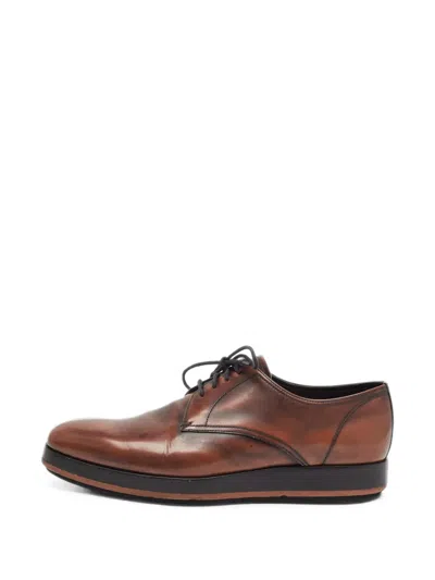 Pre-owned Prada Almond-toe Derby Shoes In Brown