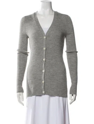 Pre-owned Prada Alpaca V-neck Sweater In Gray