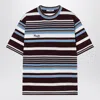 Prada Amaranth And Light Blue Striped Cotton T-shirt In Multi