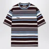 Prada Amaranth And Light Blue Striped Cotton Tshirt In Multi