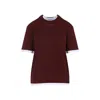 Prada Amaranth Red Cotton Crew Neck T-shirt In Burgundy
