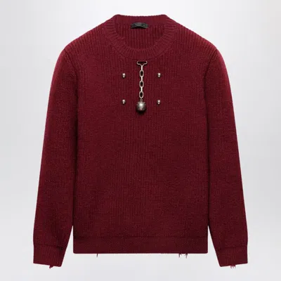 PRADA PRADA AMARANTH SWEATER WITH PENDANT