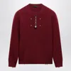 Prada Amaranth Wool Sweater With Pendant In Multi
