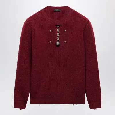 Prada Amaranth Wool Sweater With Pendant In Multi