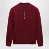 Prada Amaranth Wool Sweater With Pendant In Red
