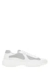 Prada Two-material Leather And Tech Fabric Sneaker In Gray
