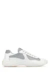 Prada Two-material Leather And Tech Fabric Sneaker In Gray