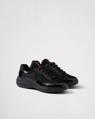 Prada America's Cup Biker Fabric Sneakers In Black