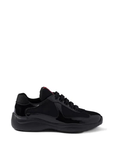 Prada America's Cup Biker Fabric Sneakers In Black