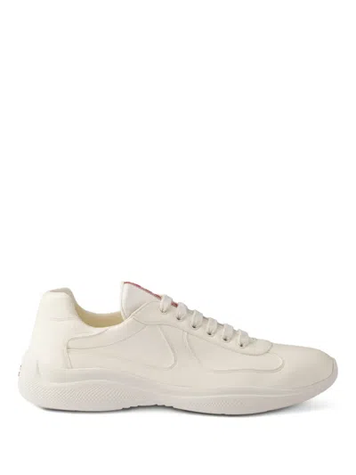 Prada Leather Sneakers In Avorio