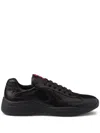 Prada Fabric And Leather America S Cup Sneakers In Black