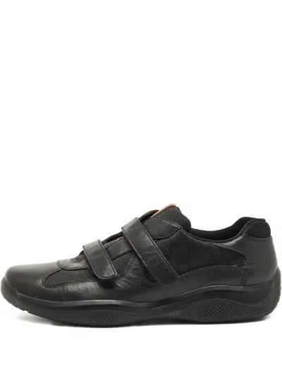 Pre-owned Prada America's Cup Leather Sneakers In Black