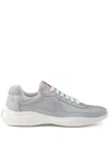 Prada Men's America's Cup Patent Leather Patchwork Sneakers In Silver