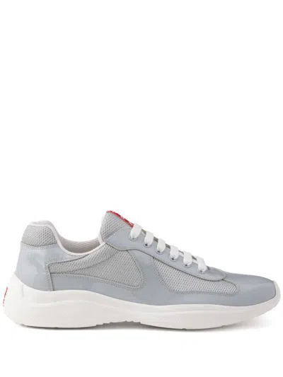 Prada America's Cup Logo-patch Sneakers In Grey