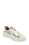 Prada Two-material Leather And Tech Fabric Sneaker In Gray