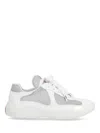 Prada Mesh Stitching Leisure Sports Shoes In Bianco+argento